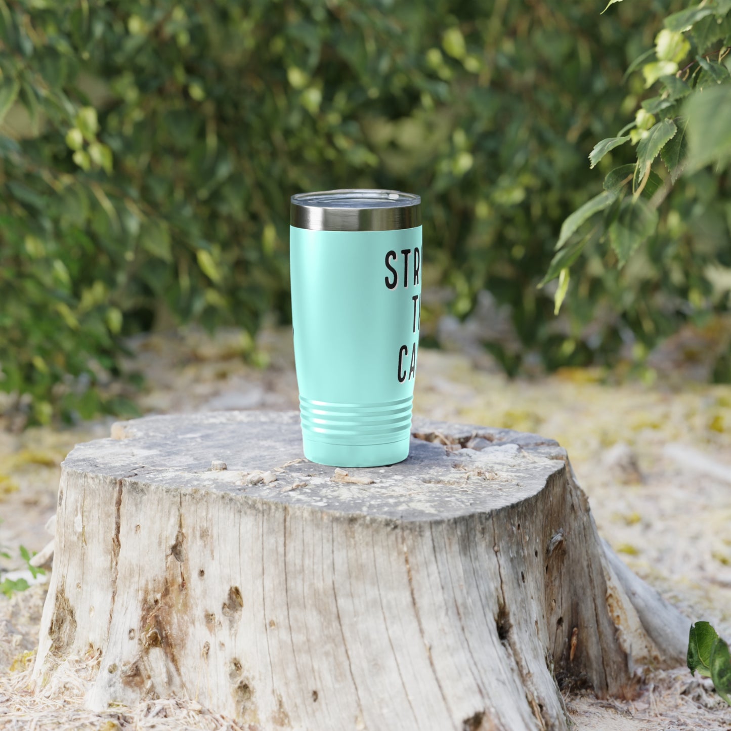 Chemo Cat Tumbler: Stronger than Cancer - 20oz Stainless Steel Ringneck Tumbler for Resilient Warriors