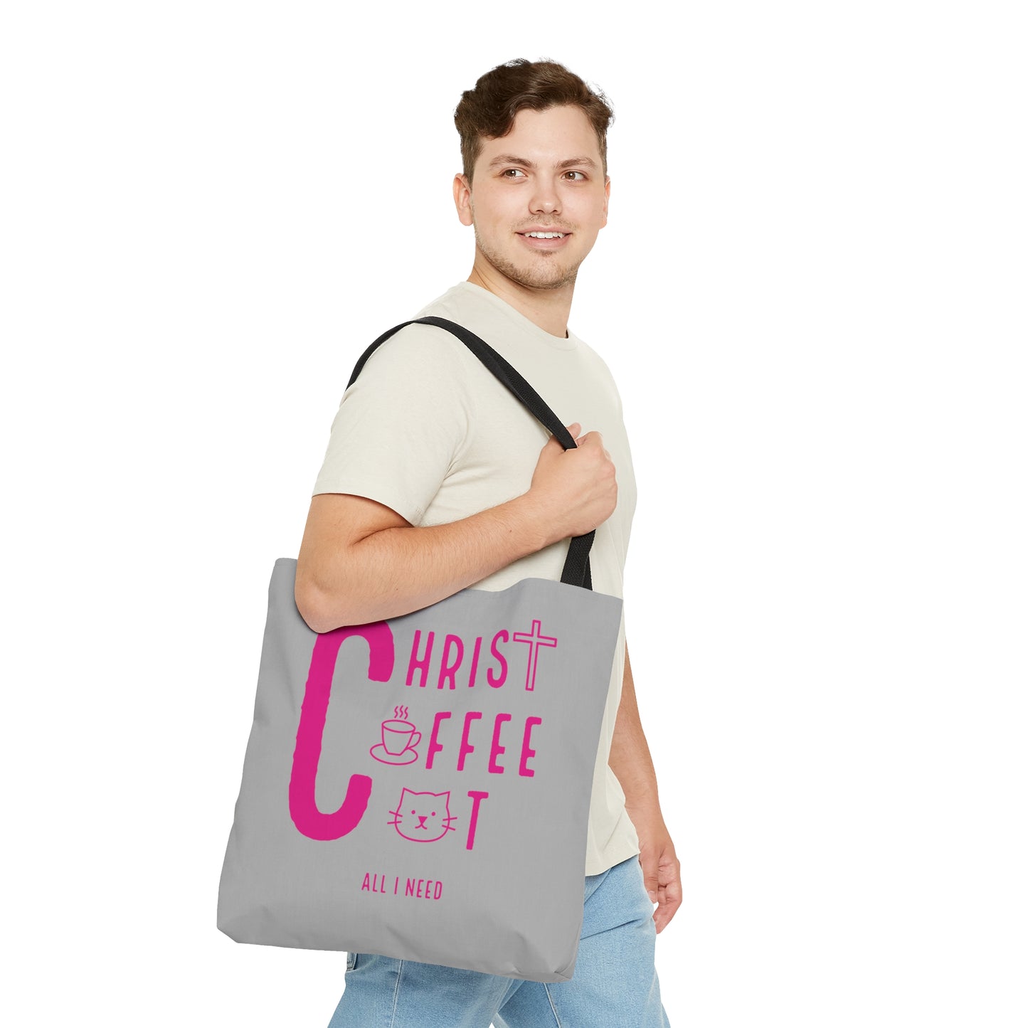 Christ, Coffee, Cat: Tote Bag (Pink)