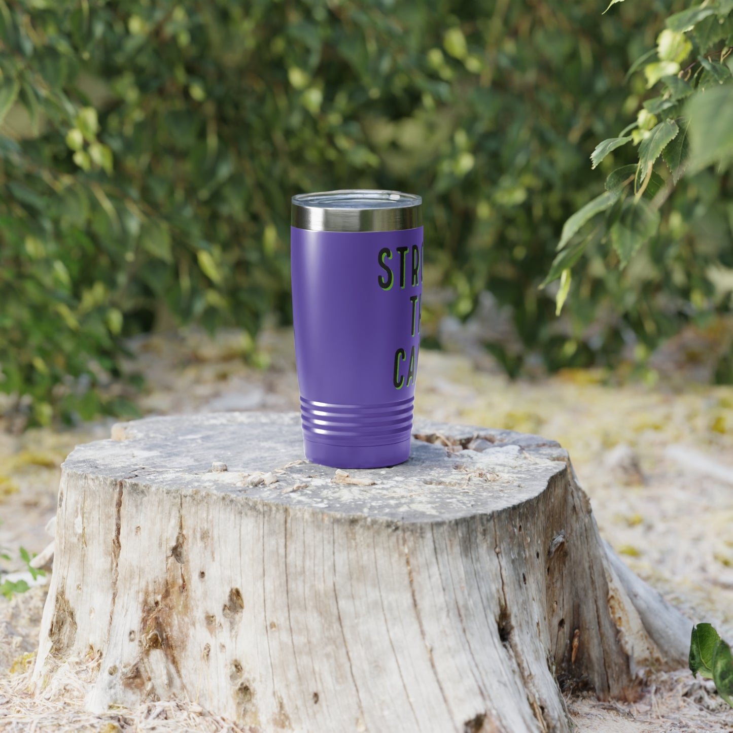 Chemo Cat Tumbler: Stronger than Cancer - 20oz Stainless Steel Ringneck Tumbler for Resilient Warriors