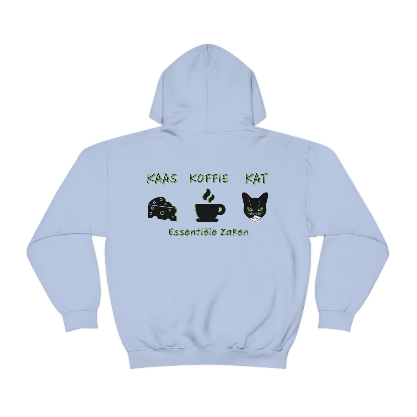 "Kaas, Koffie, Kat" Essentials Hoodie: Embrace Amsterdam's Essence in Style!