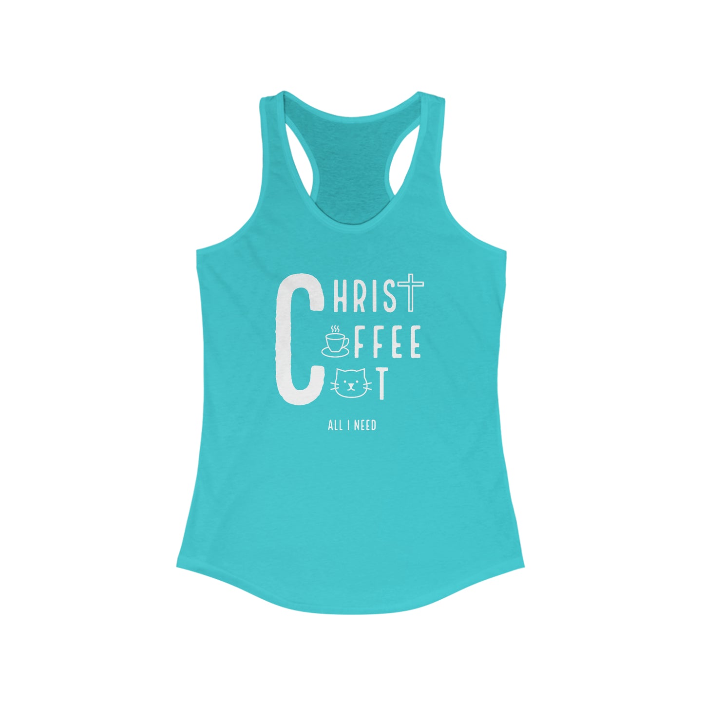 Faithful Feline Fuel: Christ, Coffee, Cat Racerback Tank