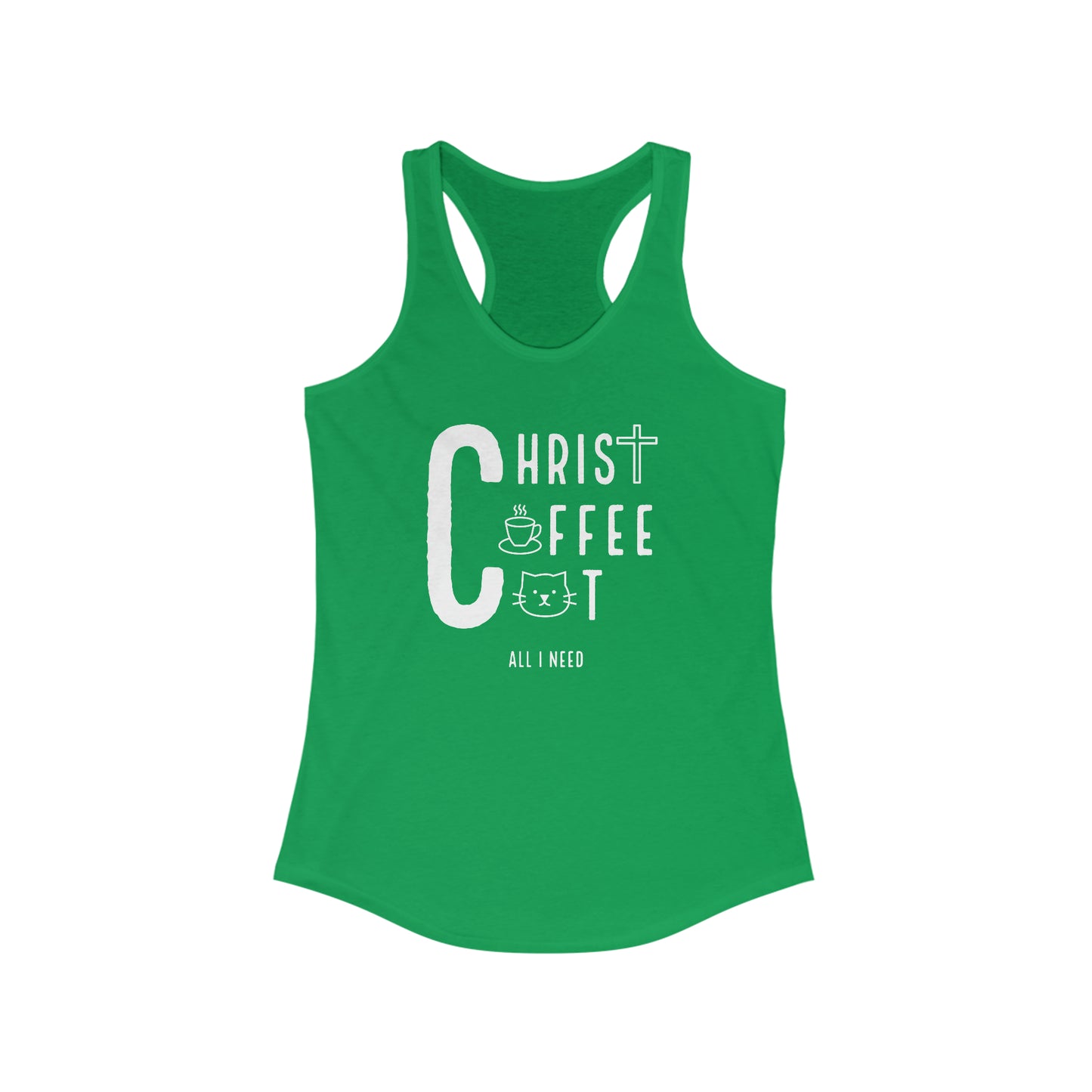 Faithful Feline Fuel: Christ, Coffee, Cat Racerback Tank