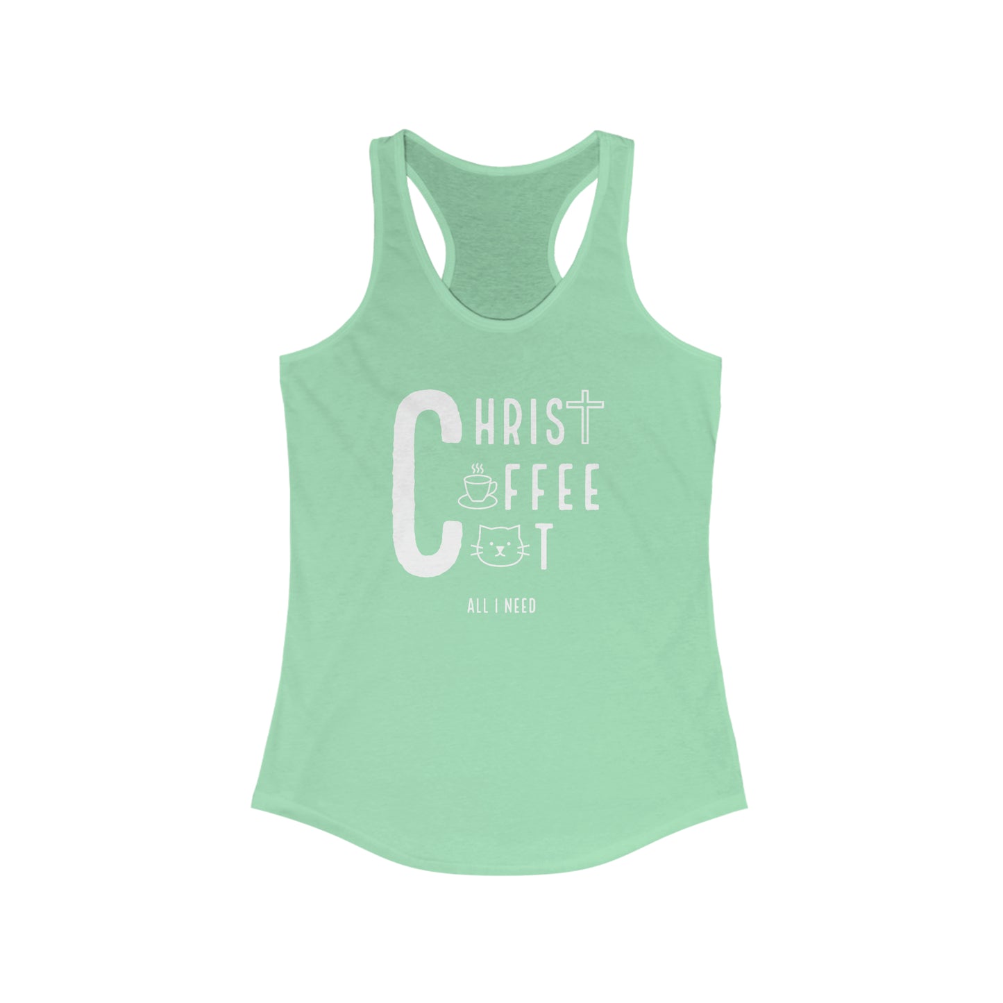 Faithful Feline Fuel: Christ, Coffee, Cat Racerback Tank