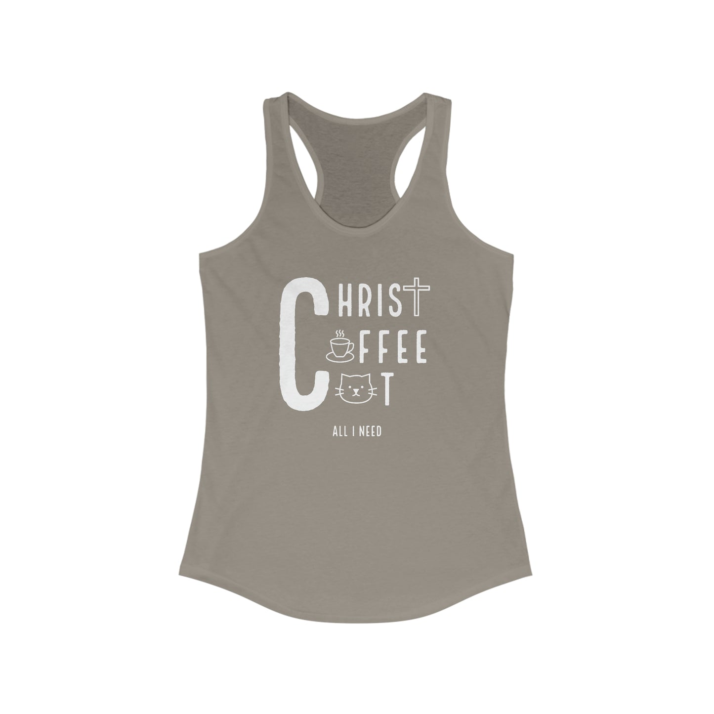 Faithful Feline Fuel: Christ, Coffee, Cat Racerback Tank