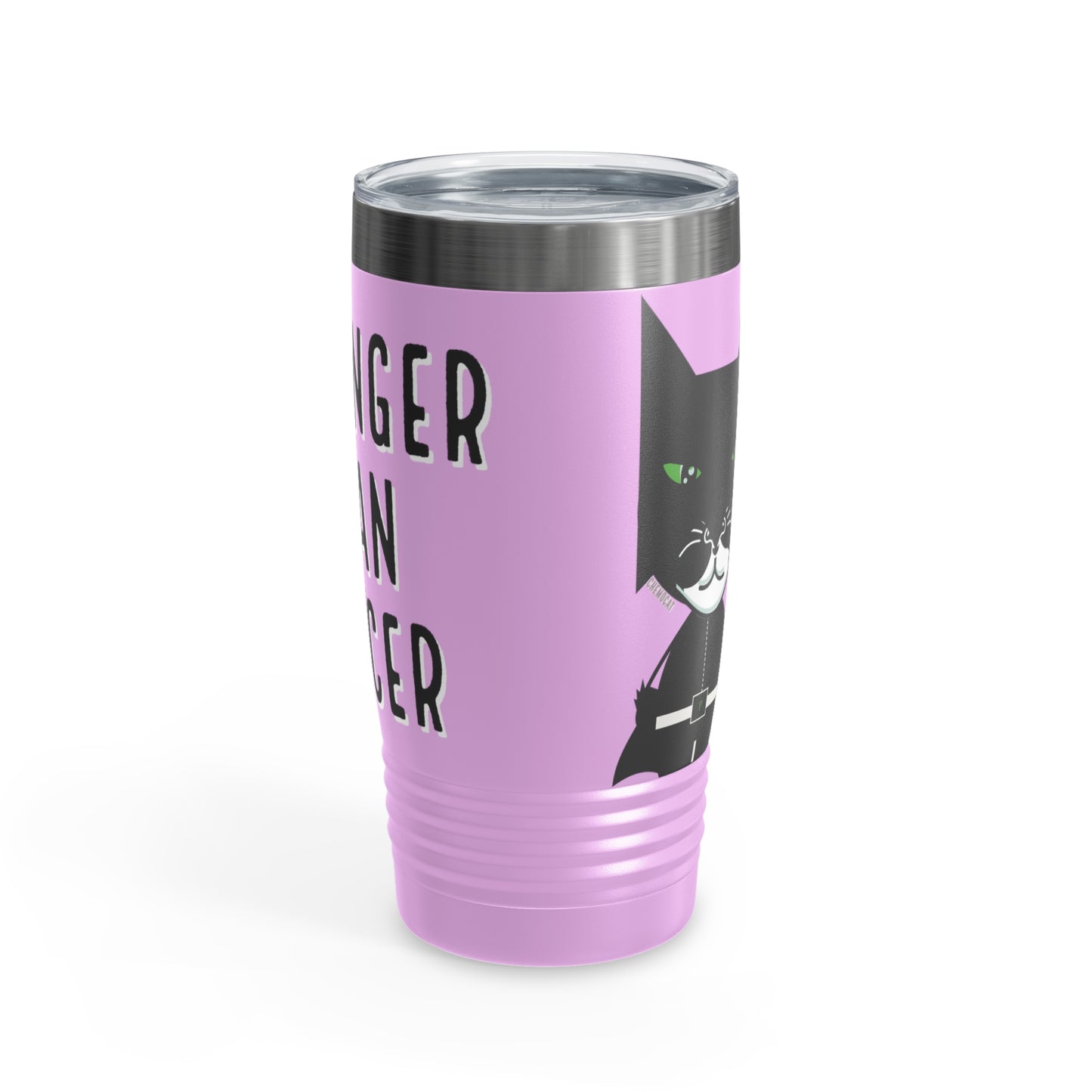 Chemo Cat Tumbler: Stronger than Cancer - 20oz Stainless Steel Ringneck Tumbler for Resilient Warriors