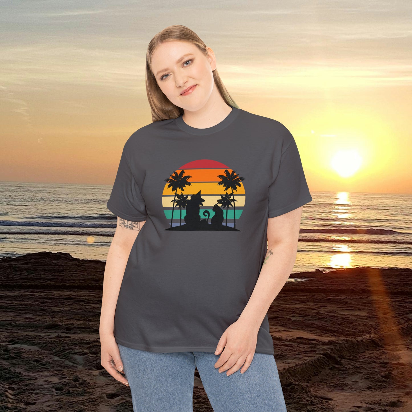 Sunset Paws unisex Heavy Cotton Tee