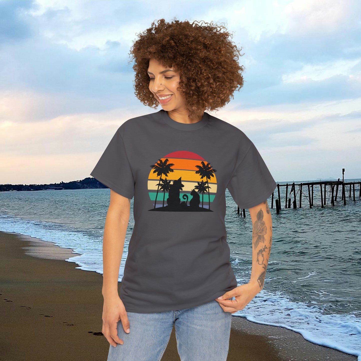 Sunset Paws unisex Heavy Cotton Tee