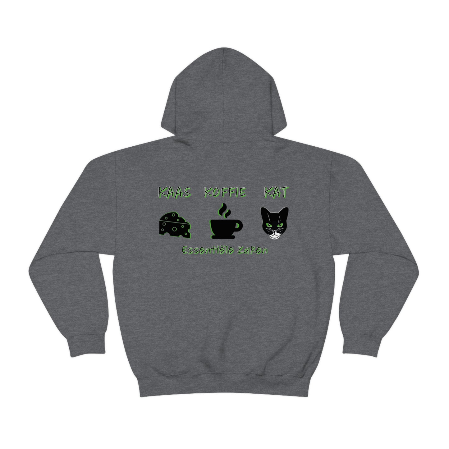 "Kaas, Koffie, Kat" Essentials Hoodie: Embrace Amsterdam's Essence in Style!