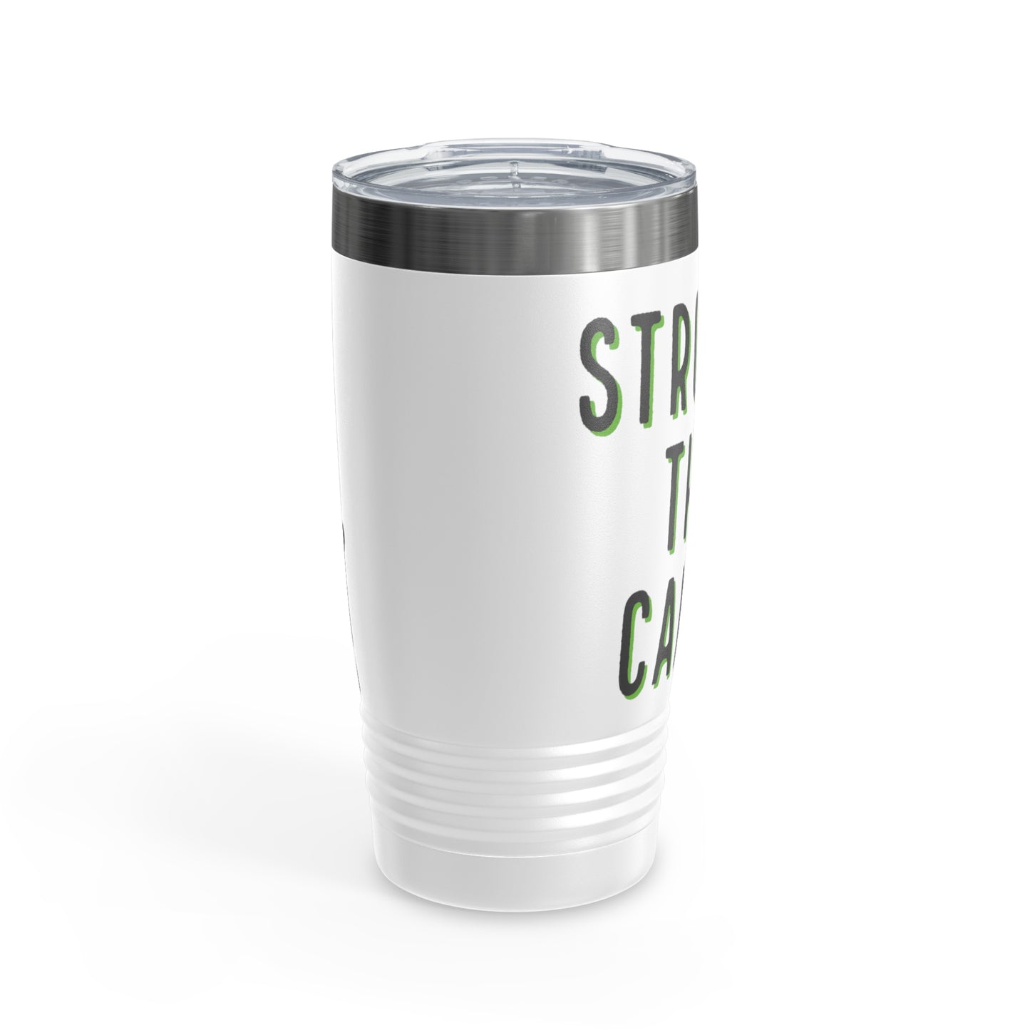 Chemo Cat Tumbler: Stronger than Cancer - 20oz Stainless Steel Ringneck Tumbler for Resilient Warriors