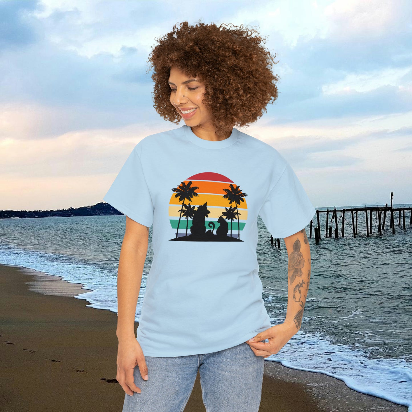 Sunset Paws unisex Heavy Cotton Tee