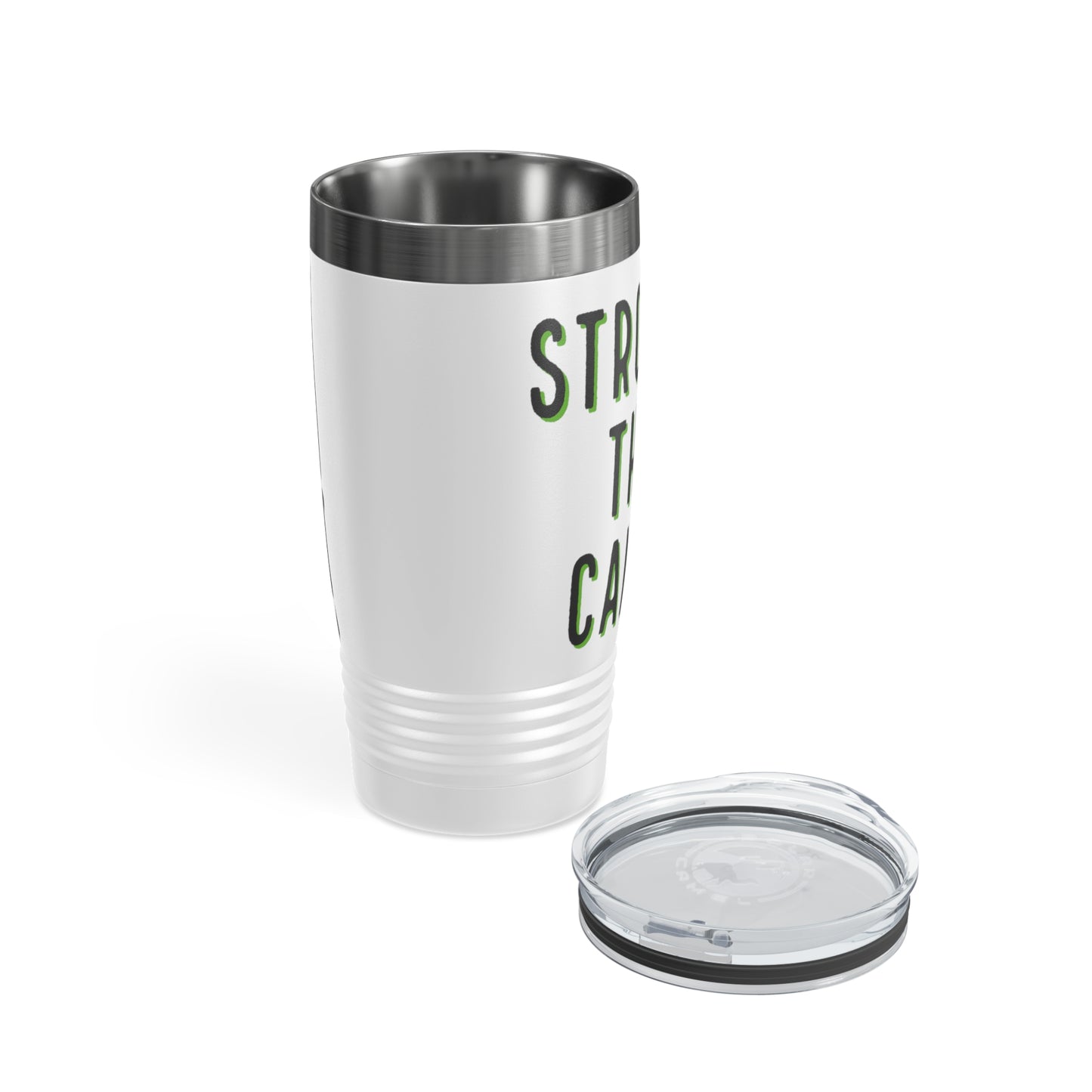 Chemo Cat Tumbler: Stronger than Cancer - 20oz Stainless Steel Ringneck Tumbler for Resilient Warriors