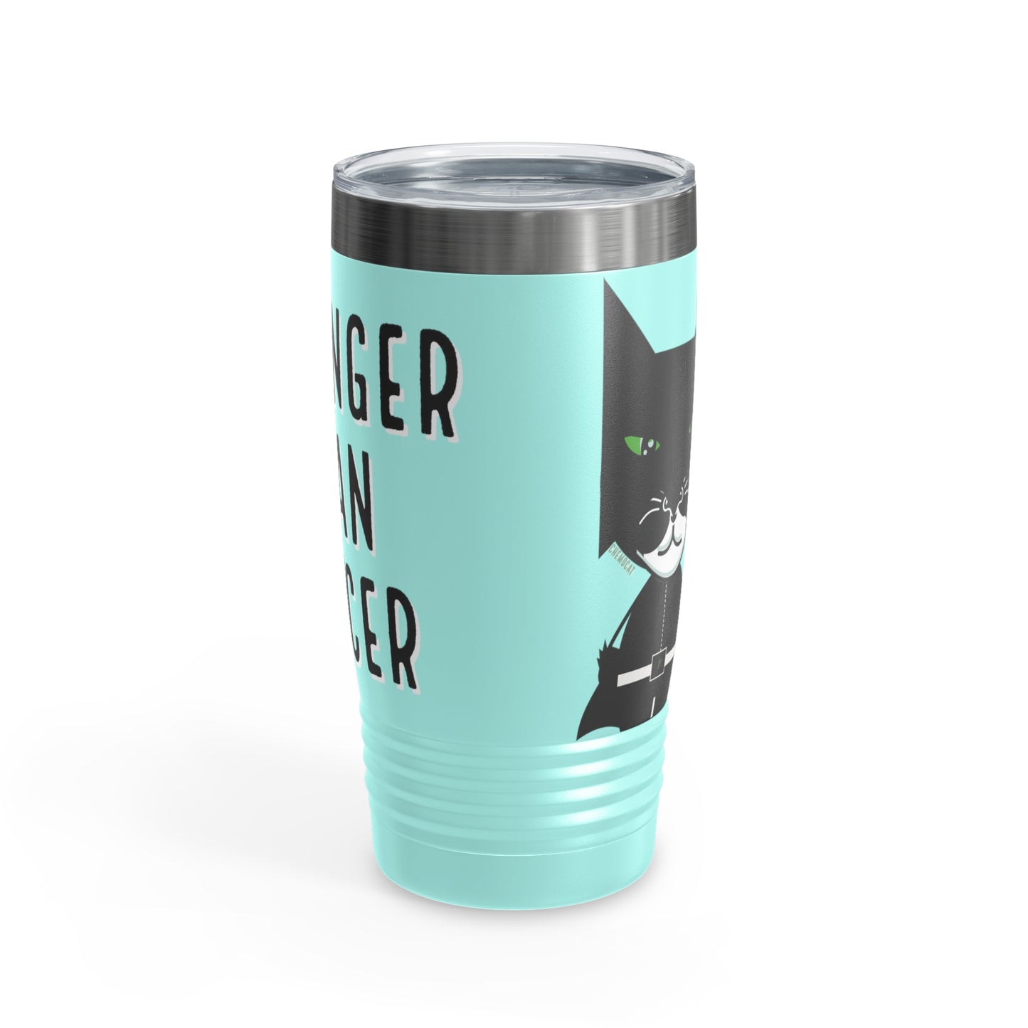 Chemo Cat Tumbler: Stronger than Cancer - 20oz Stainless Steel Ringneck Tumbler for Resilient Warriors