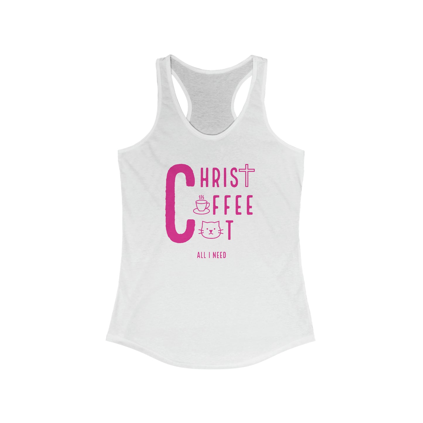 Faithful Feline Fuel: Christ, Coffee, Cat Racerback Tank