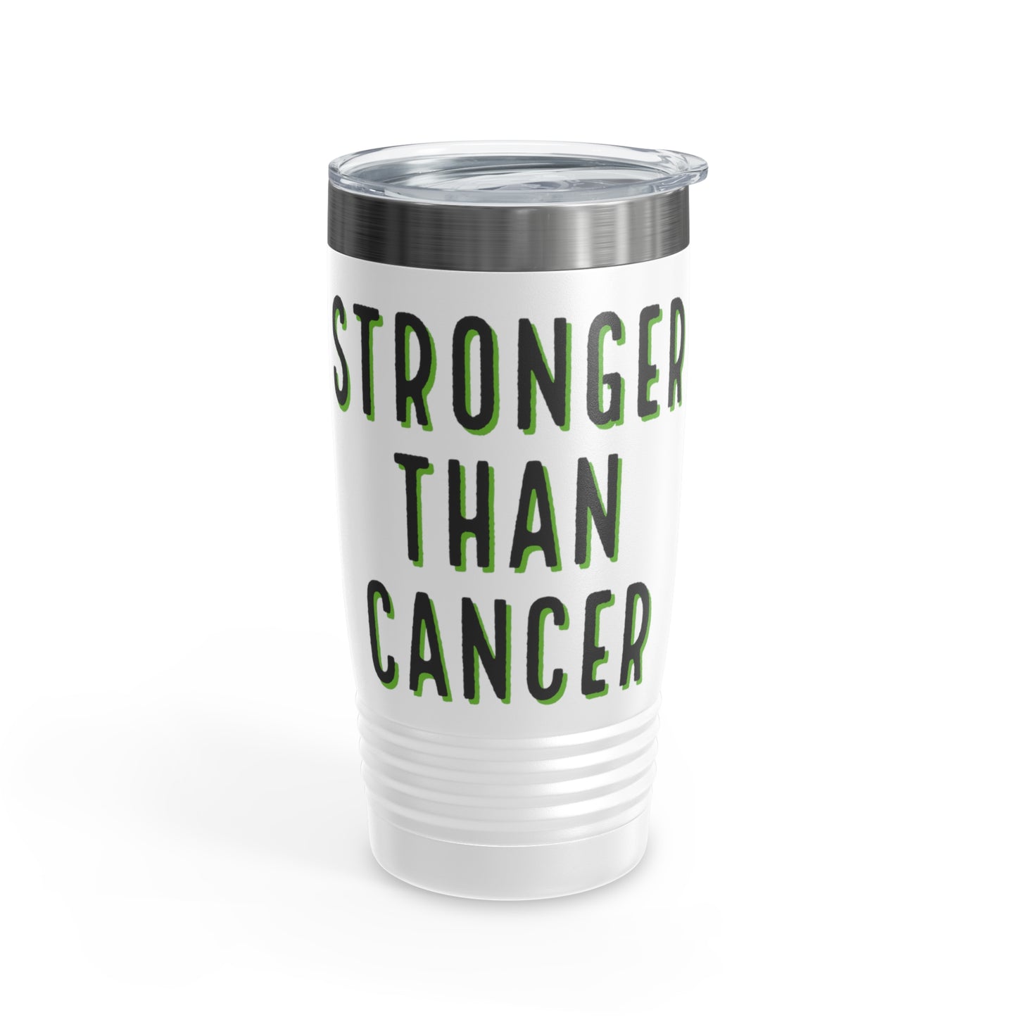 Chemo Cat Tumbler: Stronger than Cancer - 20oz Stainless Steel Ringneck Tumbler for Resilient Warriors