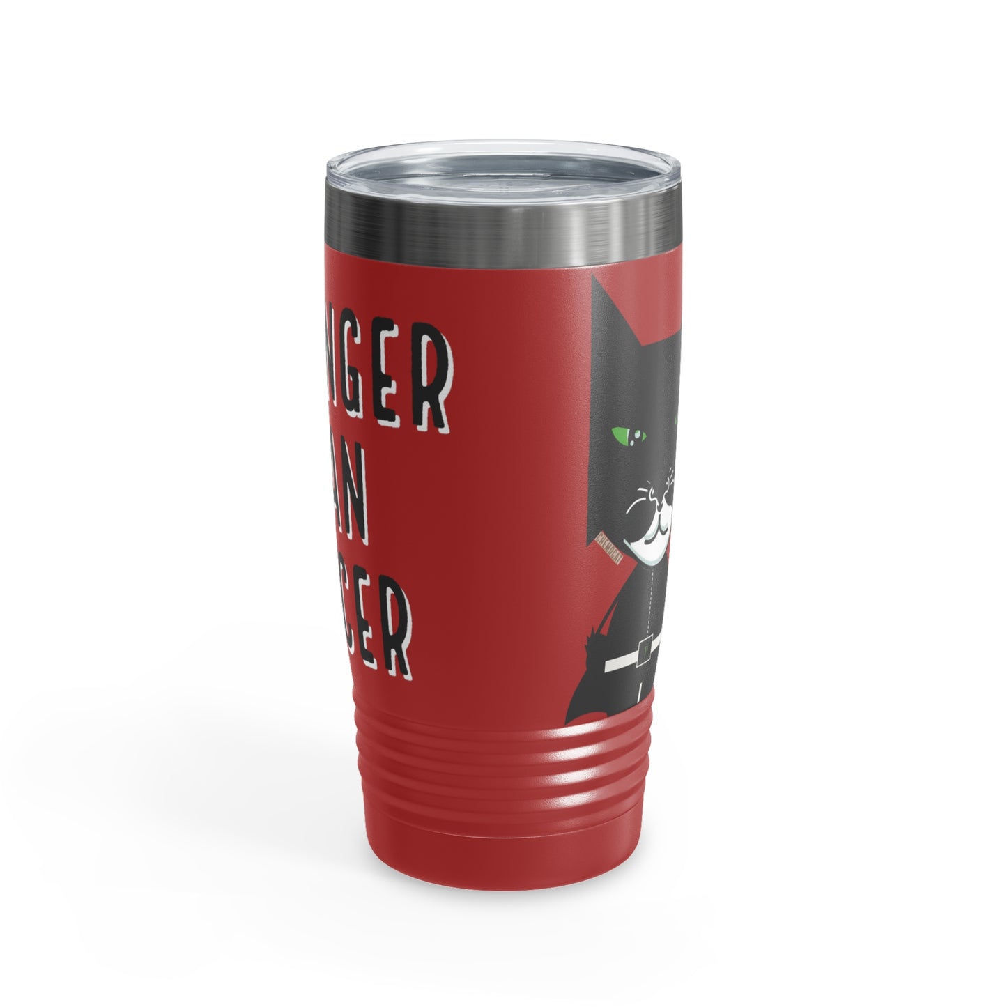 Chemo Cat Tumbler: Stronger than Cancer - 20oz Stainless Steel Ringneck Tumbler for Resilient Warriors