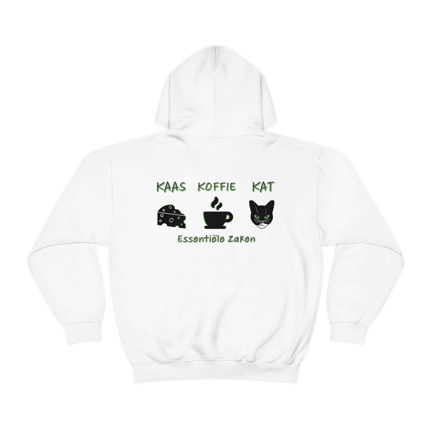 "Kaas, Koffie, Kat" Essentials Hoodie: Embrace Amsterdam's Essence in Style!