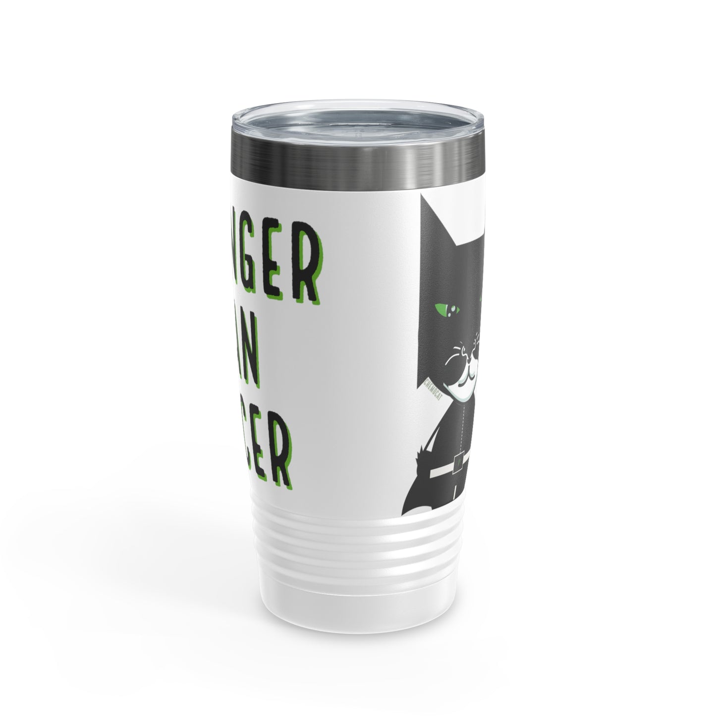 Chemo Cat Tumbler: Stronger than Cancer - 20oz Stainless Steel Ringneck Tumbler for Resilient Warriors