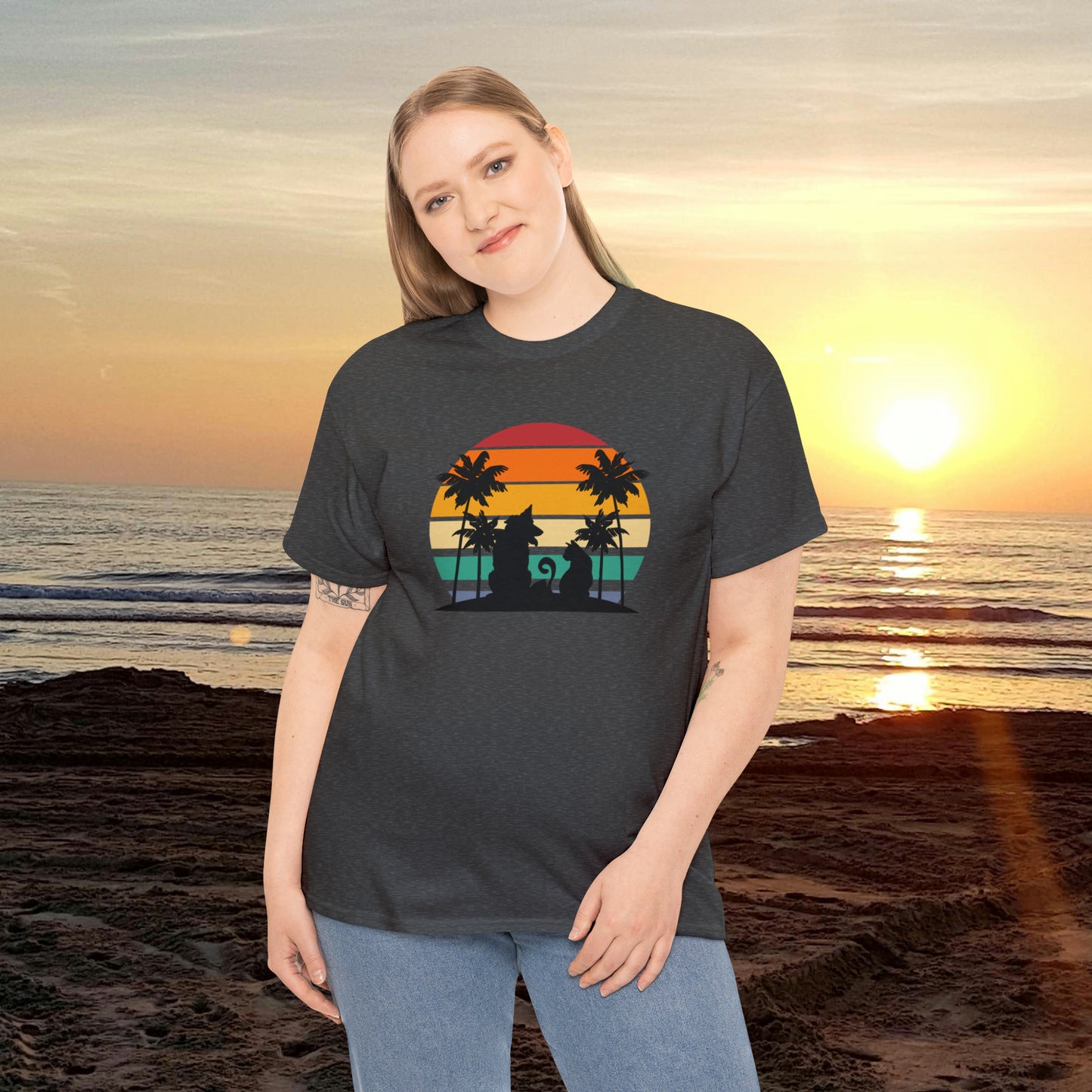 Sunset Paws unisex Heavy Cotton Tee