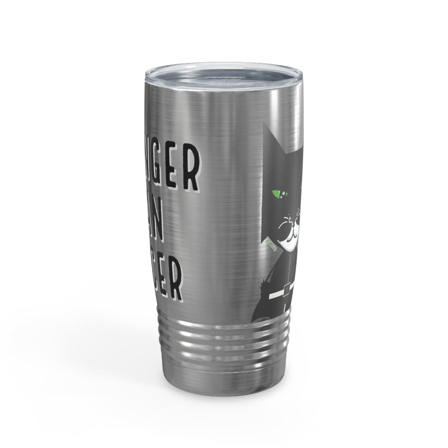 Chemo Cat Tumbler: Stronger than Cancer - 20oz Stainless Steel Ringneck Tumbler for Resilient Warriors