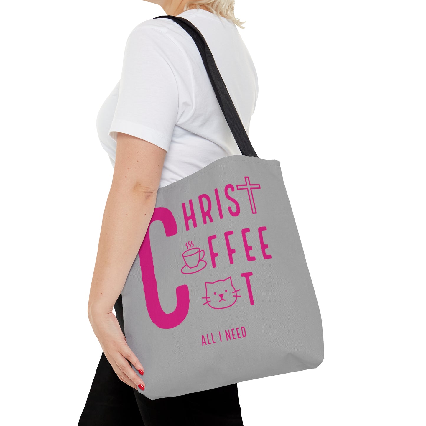 Christ, Coffee, Cat: Tote Bag (Pink)