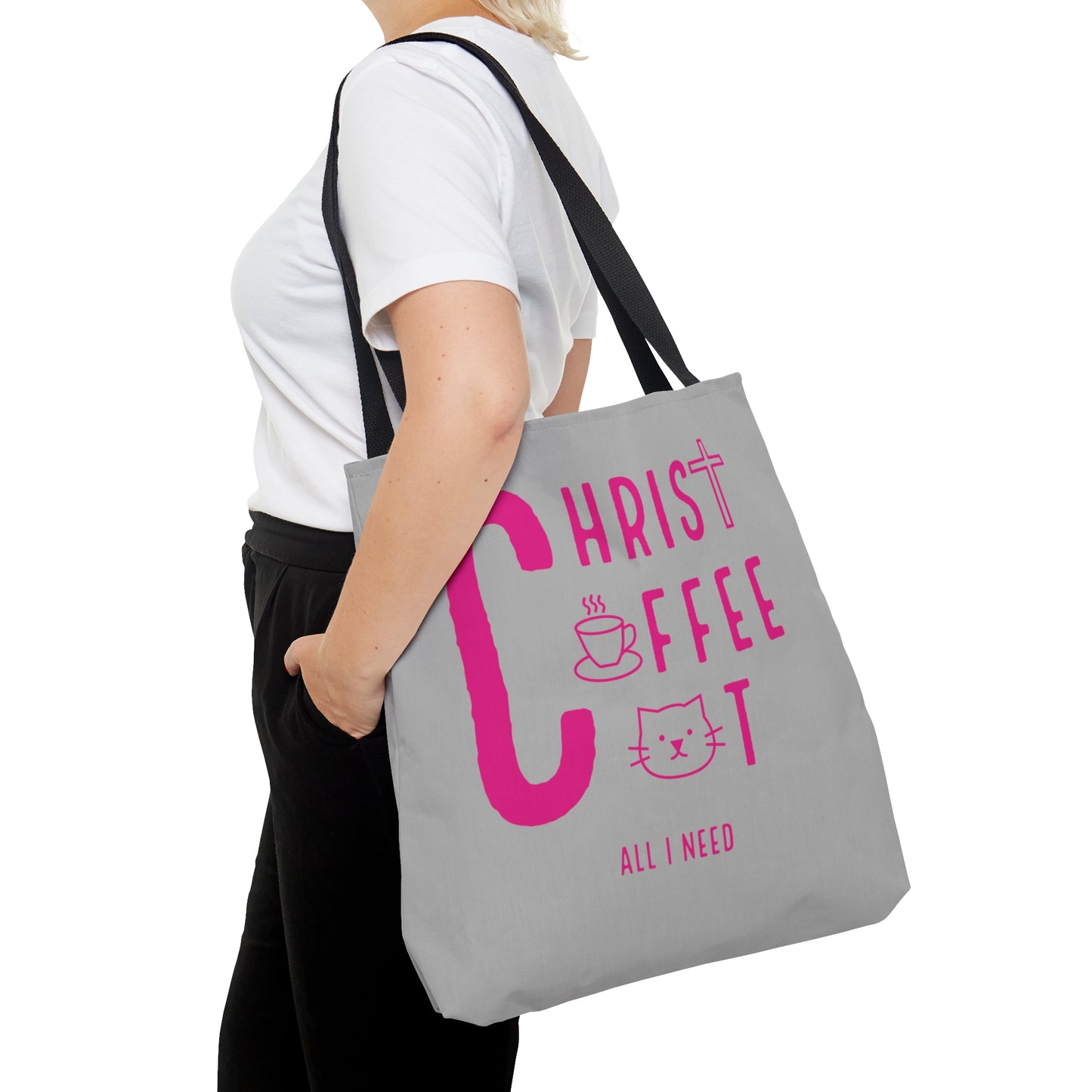 Christ, Coffee, Cat: Tote Bag (Pink)