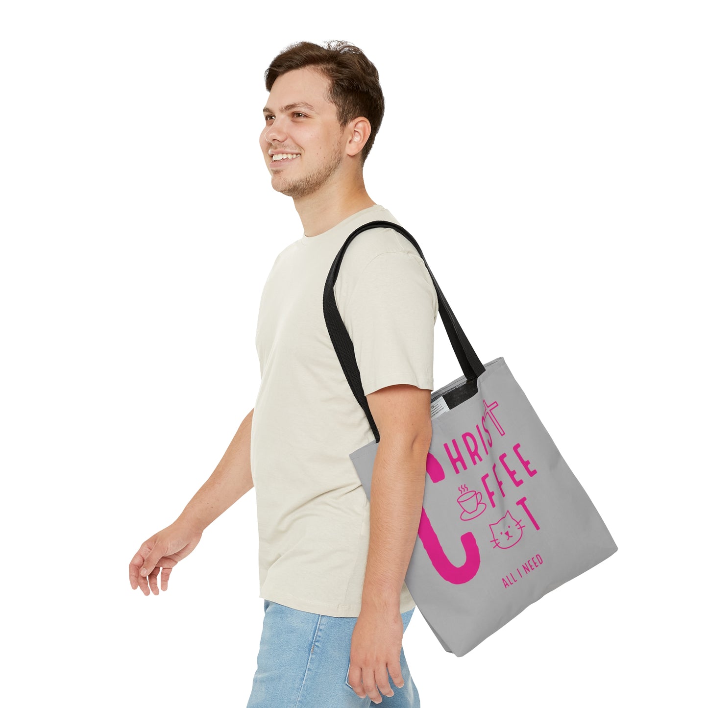 Christ, Coffee, Cat: Tote Bag (Pink)