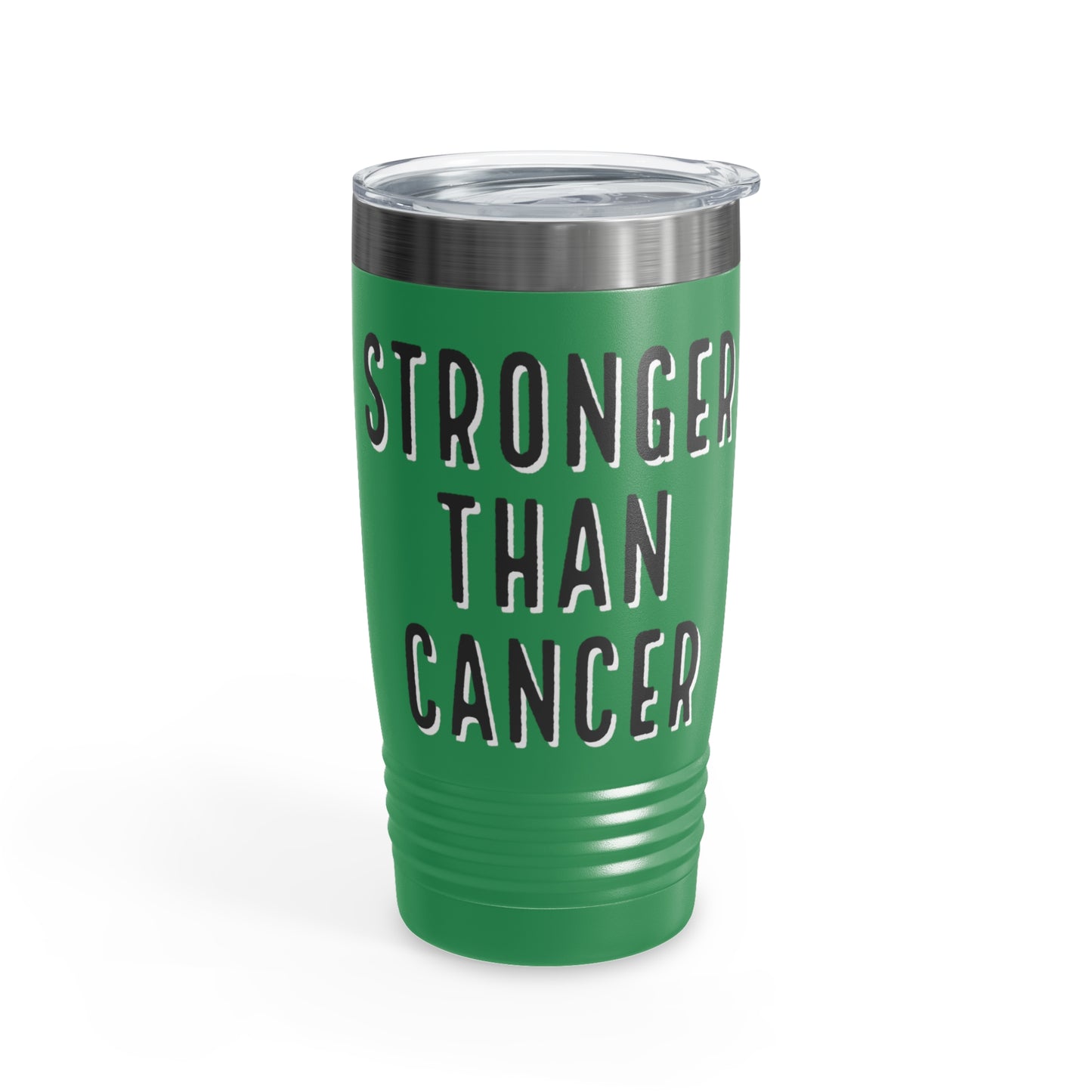 Chemo Cat Tumbler: Stronger than Cancer - 20oz Stainless Steel Ringneck Tumbler for Resilient Warriors