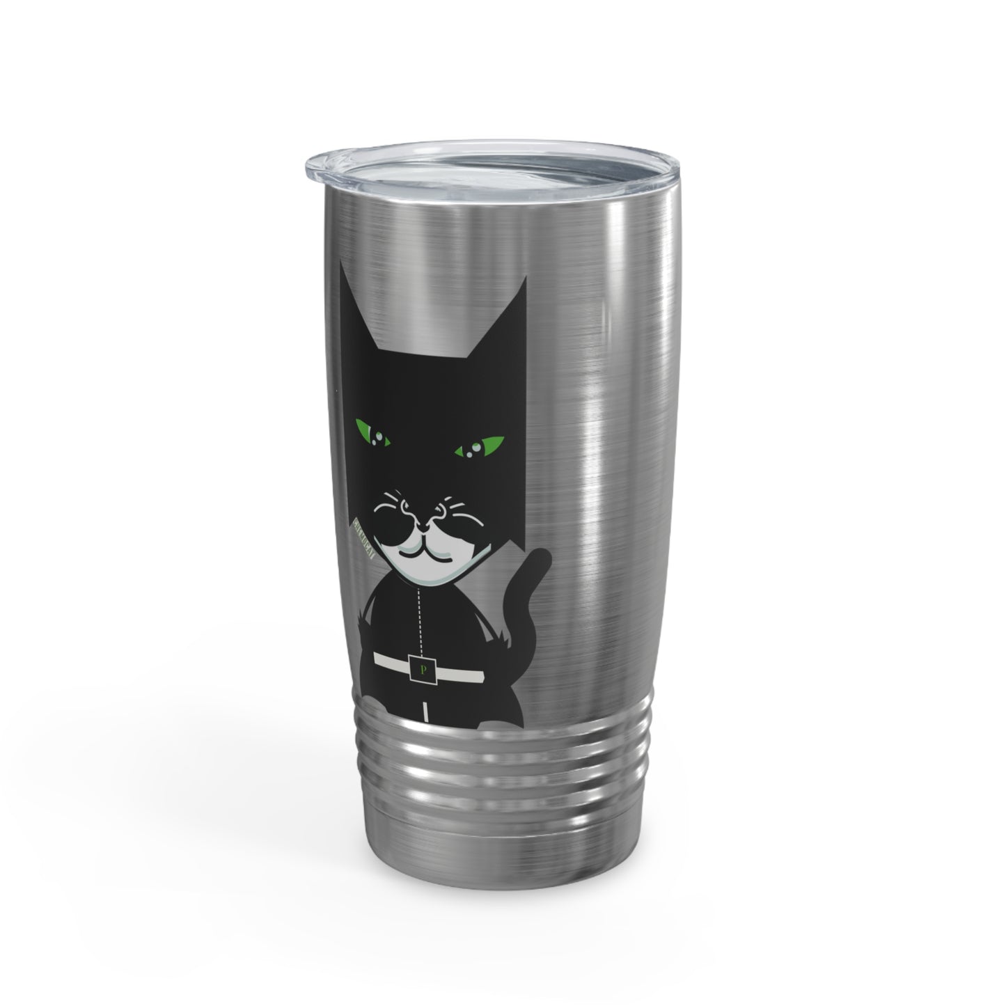 Chemo Cat Tumbler: Stronger than Cancer - 20oz Stainless Steel Ringneck Tumbler for Resilient Warriors