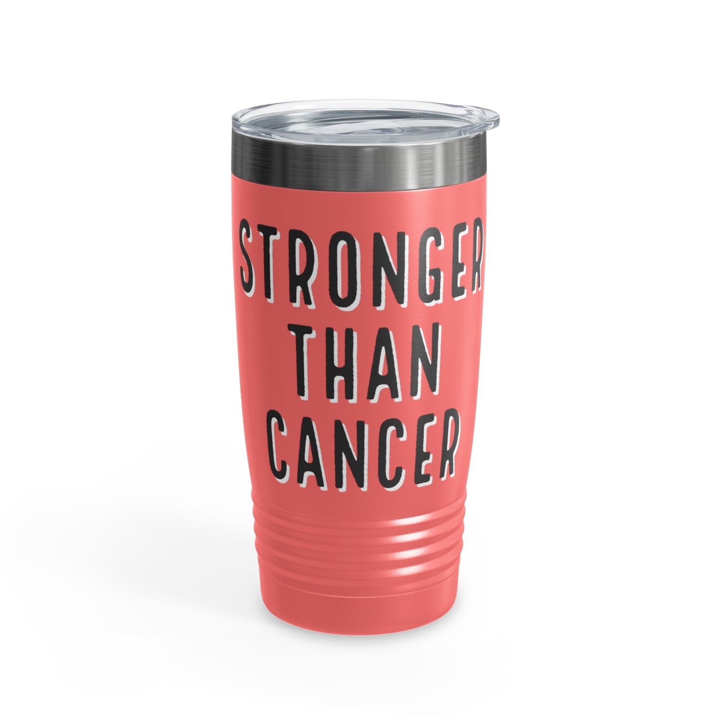 Chemo Cat Tumbler: Stronger than Cancer - 20oz Stainless Steel Ringneck Tumbler for Resilient Warriors