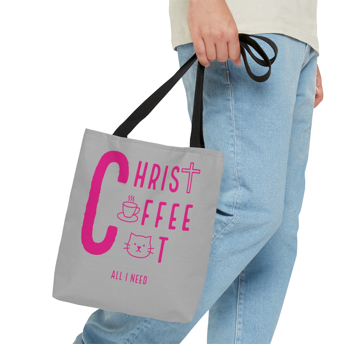 Christ, Coffee, Cat: Tote Bag (Pink)