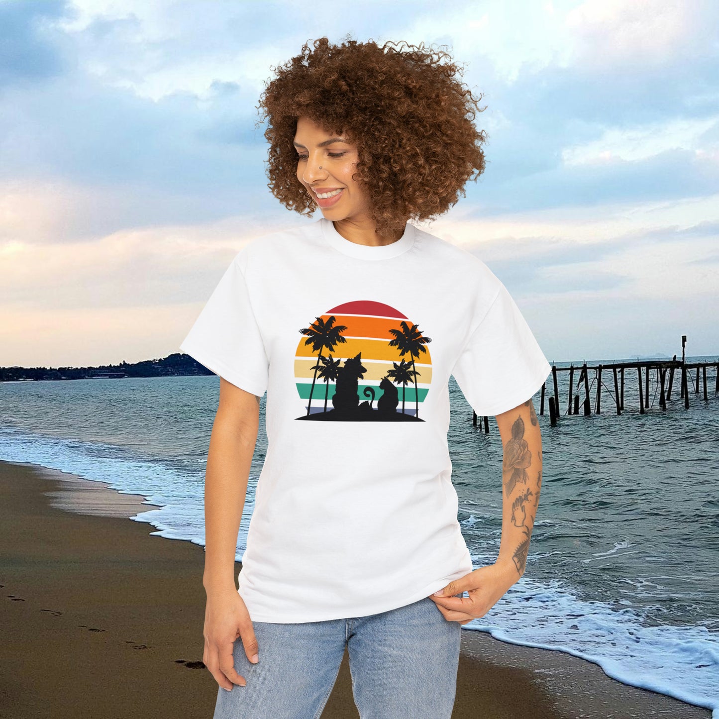 Sunset Paws unisex Heavy Cotton Tee