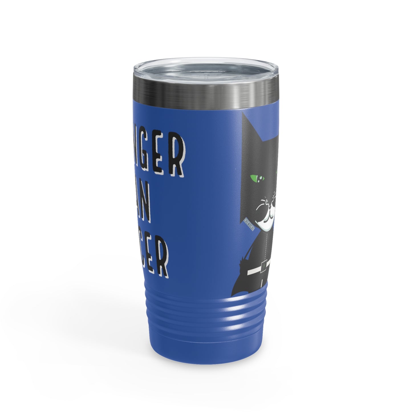 Chemo Cat Tumbler: Stronger than Cancer - 20oz Stainless Steel Ringneck Tumbler for Resilient Warriors