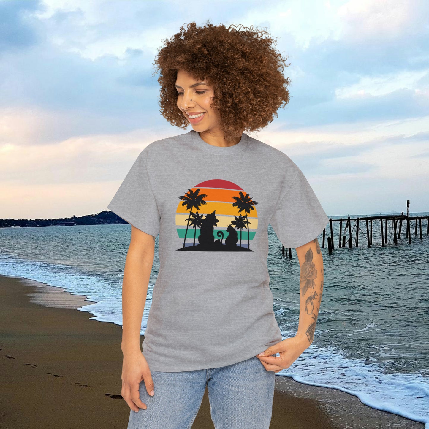 Sunset Paws unisex Heavy Cotton Tee