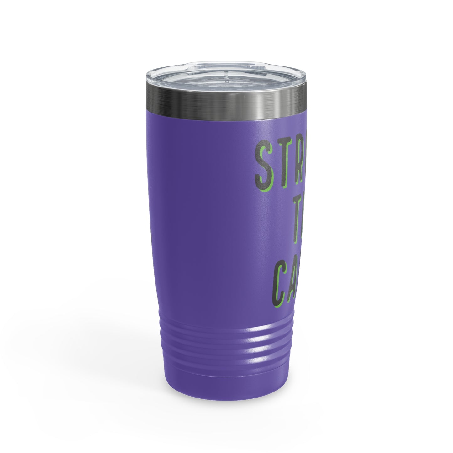 Chemo Cat Tumbler: Stronger than Cancer - 20oz Stainless Steel Ringneck Tumbler for Resilient Warriors