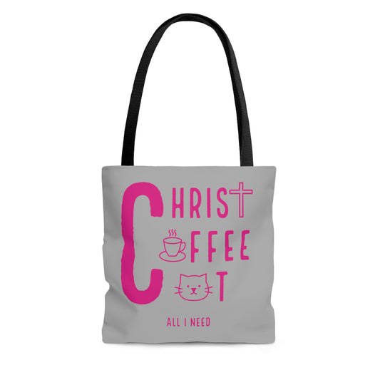 Christ, Coffee, Cat: Tote Bag (Pink)