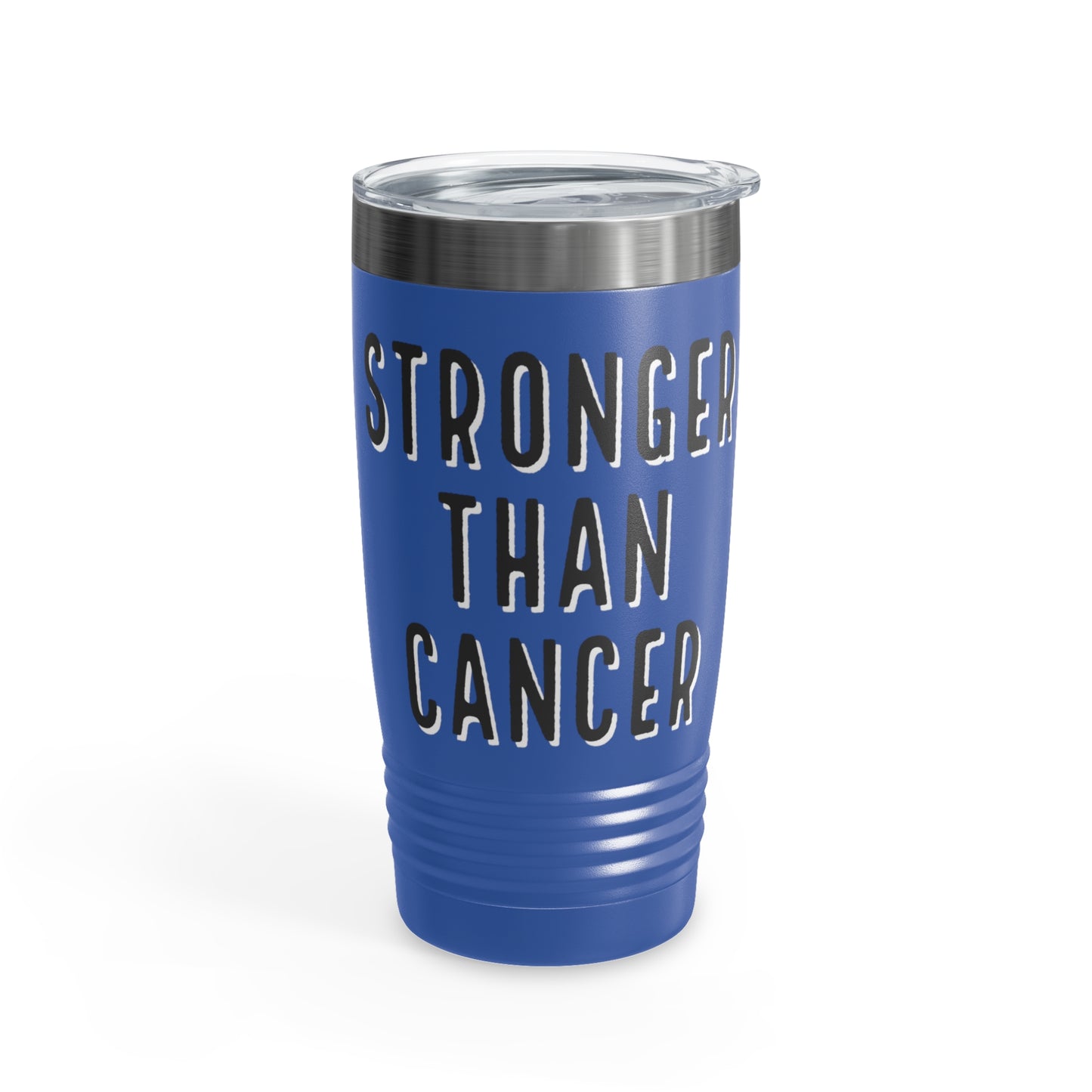 Chemo Cat Tumbler: Stronger than Cancer - 20oz Stainless Steel Ringneck Tumbler for Resilient Warriors