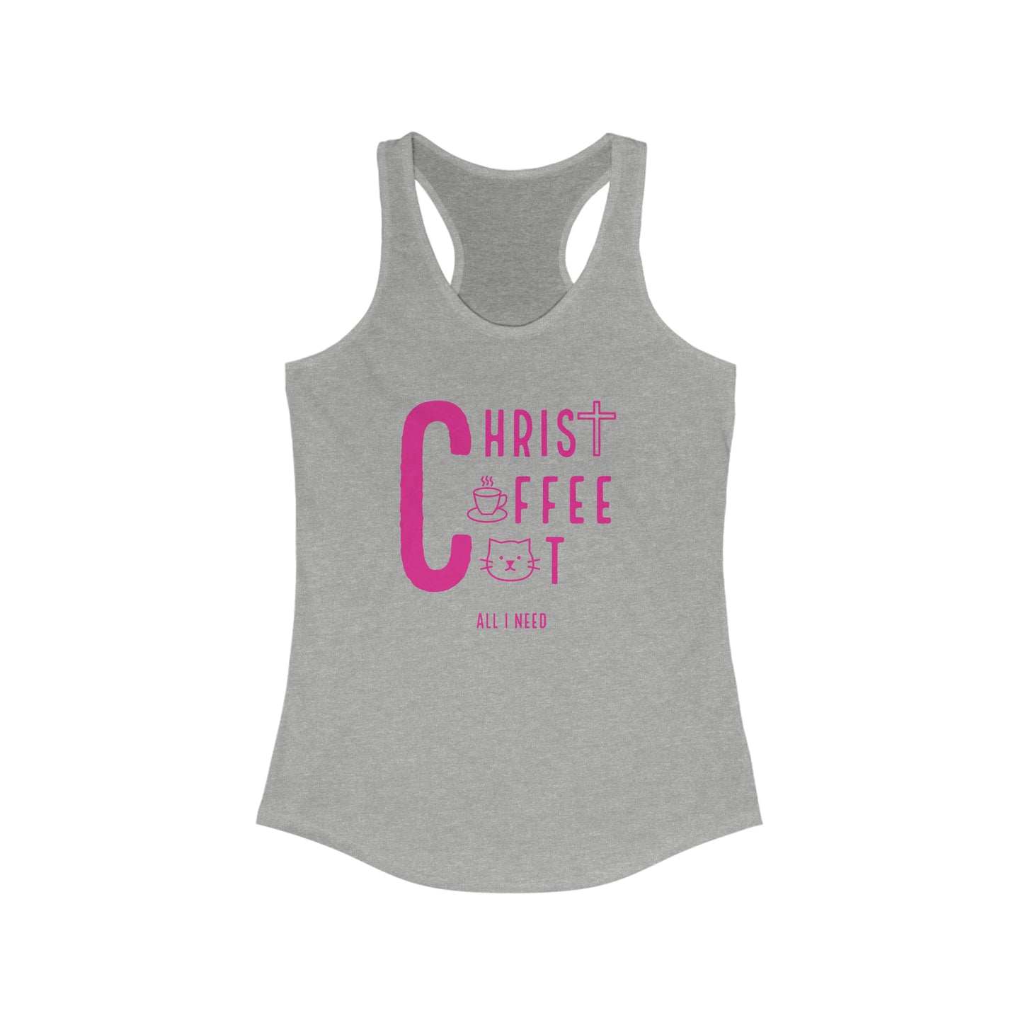 Faithful Feline Fuel: Christ, Coffee, Cat Racerback Tank