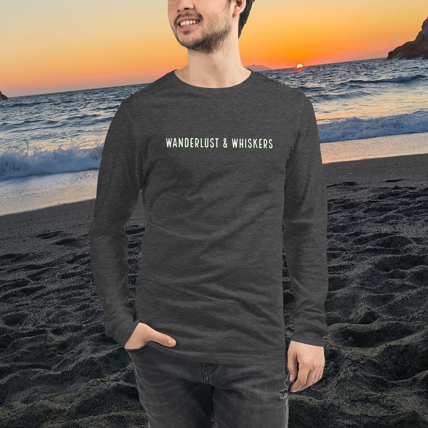 Wanderlust & Whiskers-Unisex Long Sleeve Tee