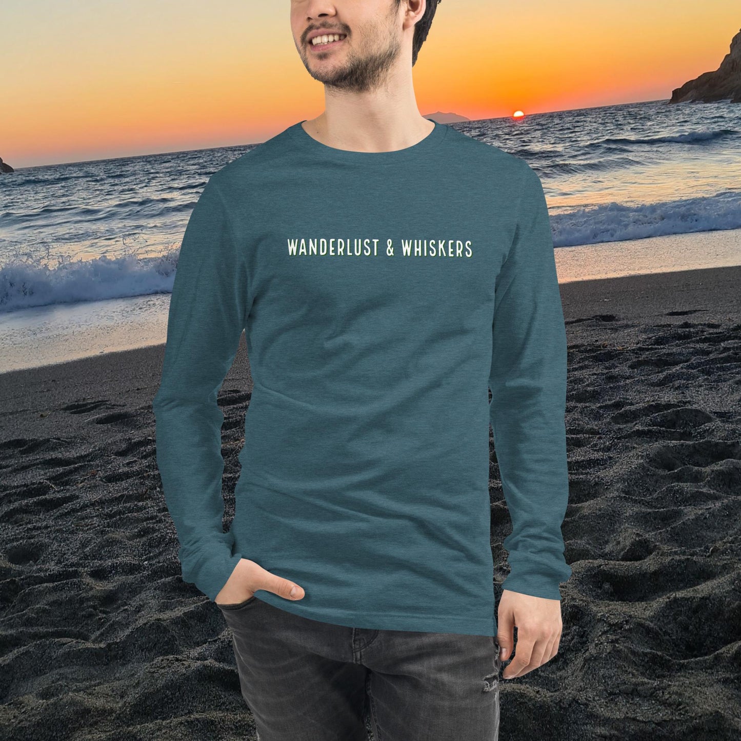 Wanderlust & Whiskers-Unisex Long Sleeve Tee