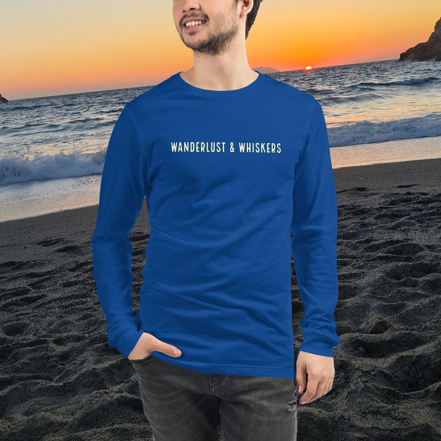 Wanderlust & Whiskers-Unisex Long Sleeve Tee