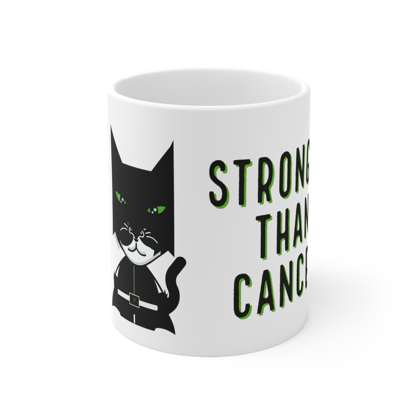 Chemo Cat Coffee Mug: Stronger Than Cancer - Inspiring and Empowering Ceramic Mug for Cancer Fighters