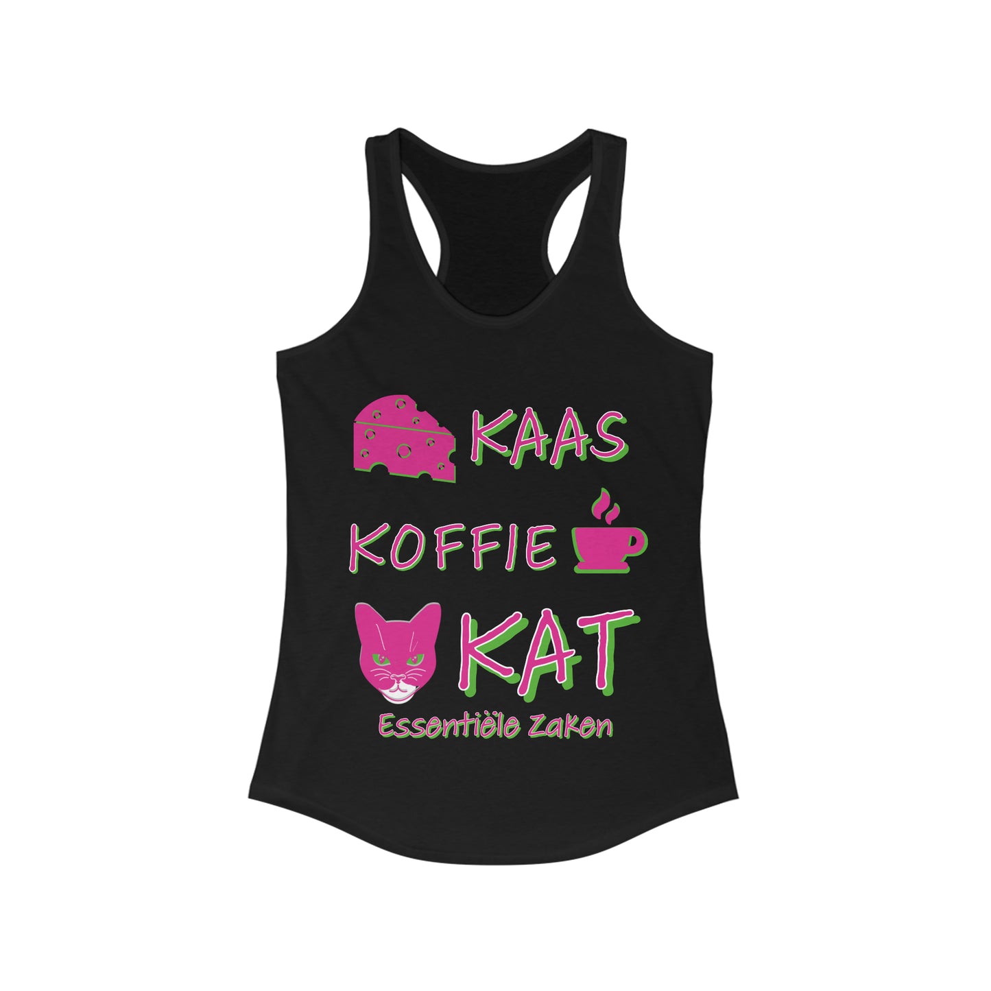 Kaas, Koffie, Kat" Essentials Racerback Tank: Embrace Amsterdam's Essence in Style!