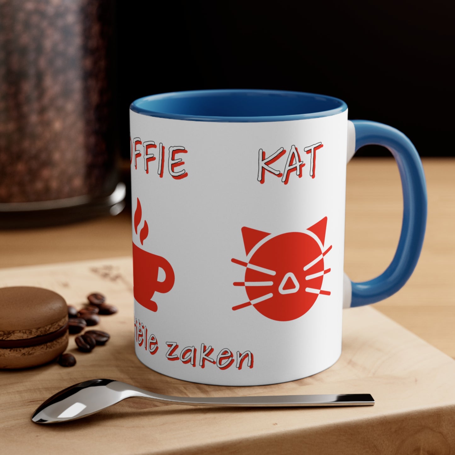 "Living In Amsterdam Essentials Coffee Mug: Kaas, Koffie, Kat - Embrace the True Essence of Amsterdam!"