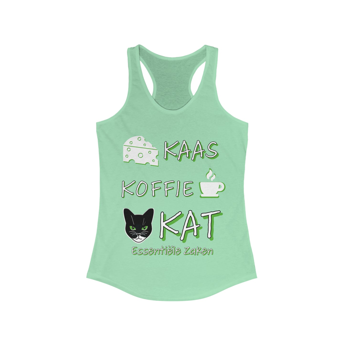 Kaas, Koffie, Kat" Essentials Racerback Tank: Embrace Amsterdam's Essence in Style!