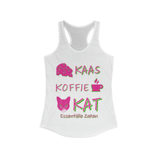 Kaas, Koffie, Kat" Essentials Racerback Tank: Embrace Amsterdam's Essence in Style!