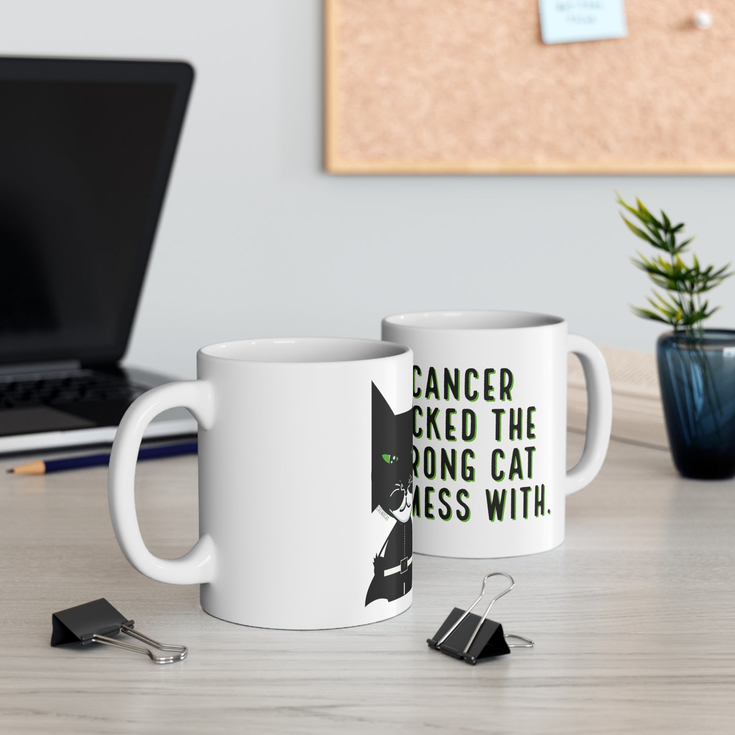 Chemo Cat Coffee Mug: Cancer Picked the Wrong Cat to Mess With - Inspiring and Empowering Ceramic Mug for Cancer Fighters