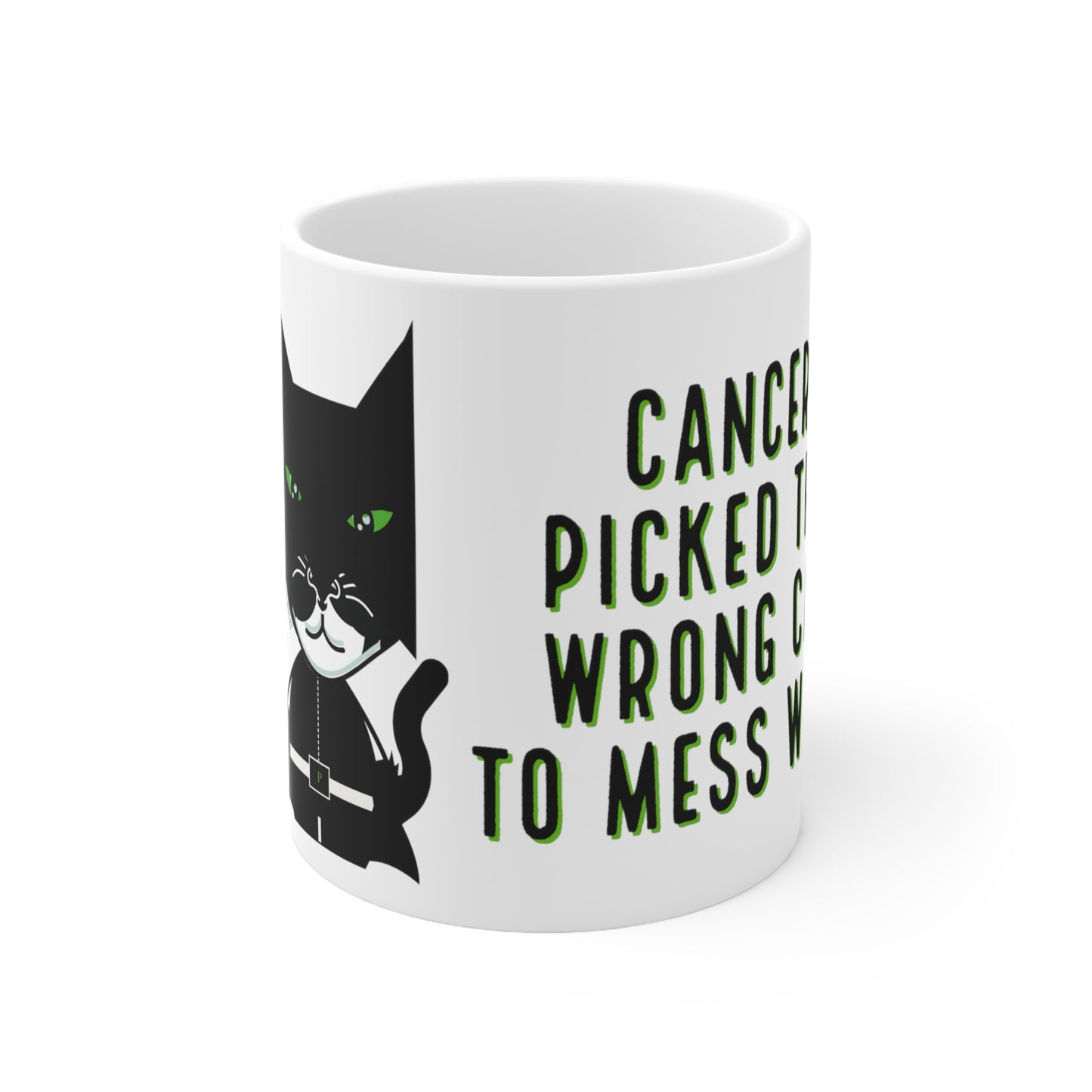 Chemo Cat Coffee Mug: Cancer Picked the Wrong Cat to Mess With - Inspiring and Empowering Ceramic Mug for Cancer Fighters