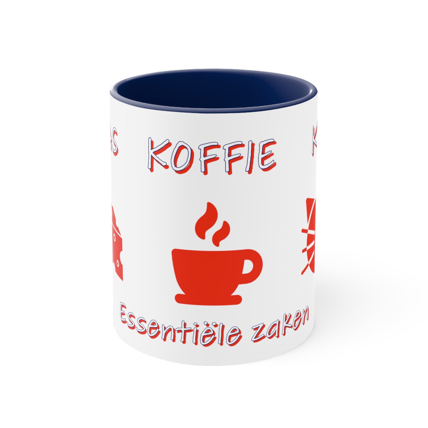 "Living In Amsterdam Essentials Coffee Mug: Kaas, Koffie, Kat - Embrace the True Essence of Amsterdam!"