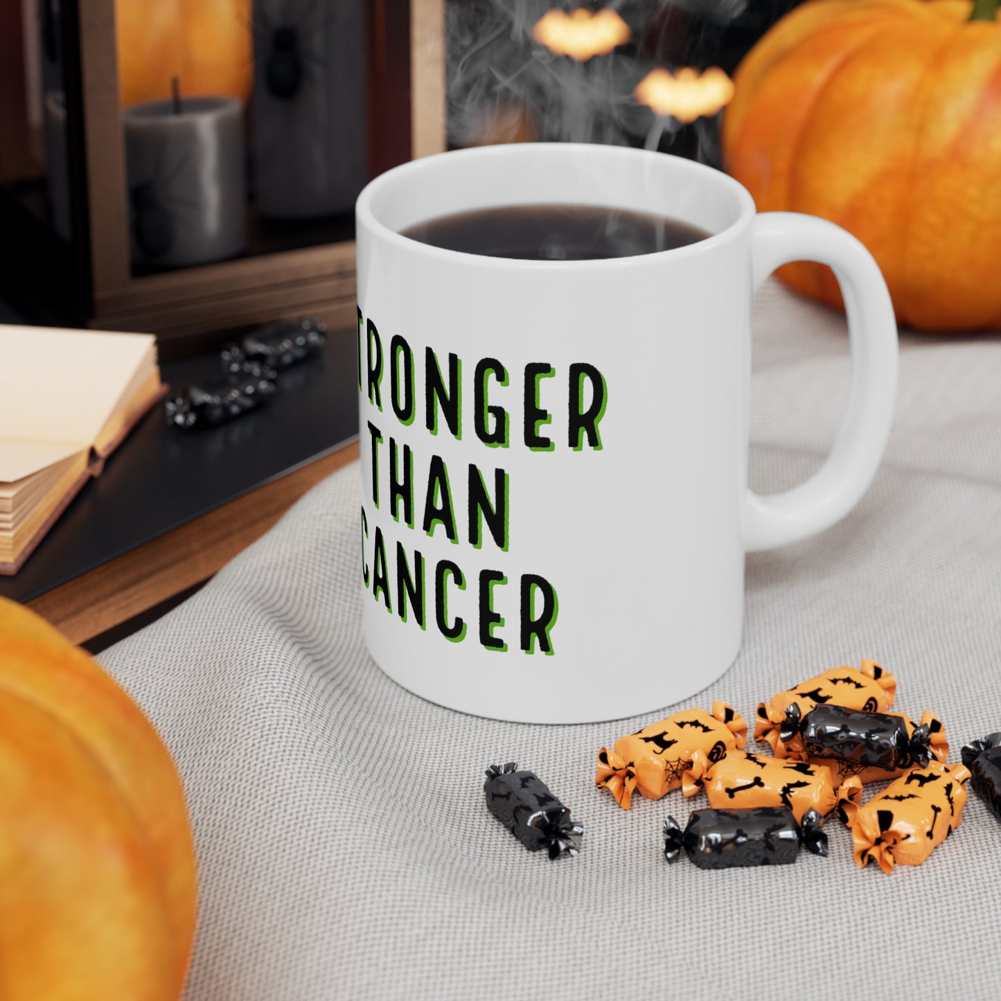 Chemo Cat Coffee Mug: Stronger Than Cancer - Inspiring and Empowering Ceramic Mug for Cancer Fighters