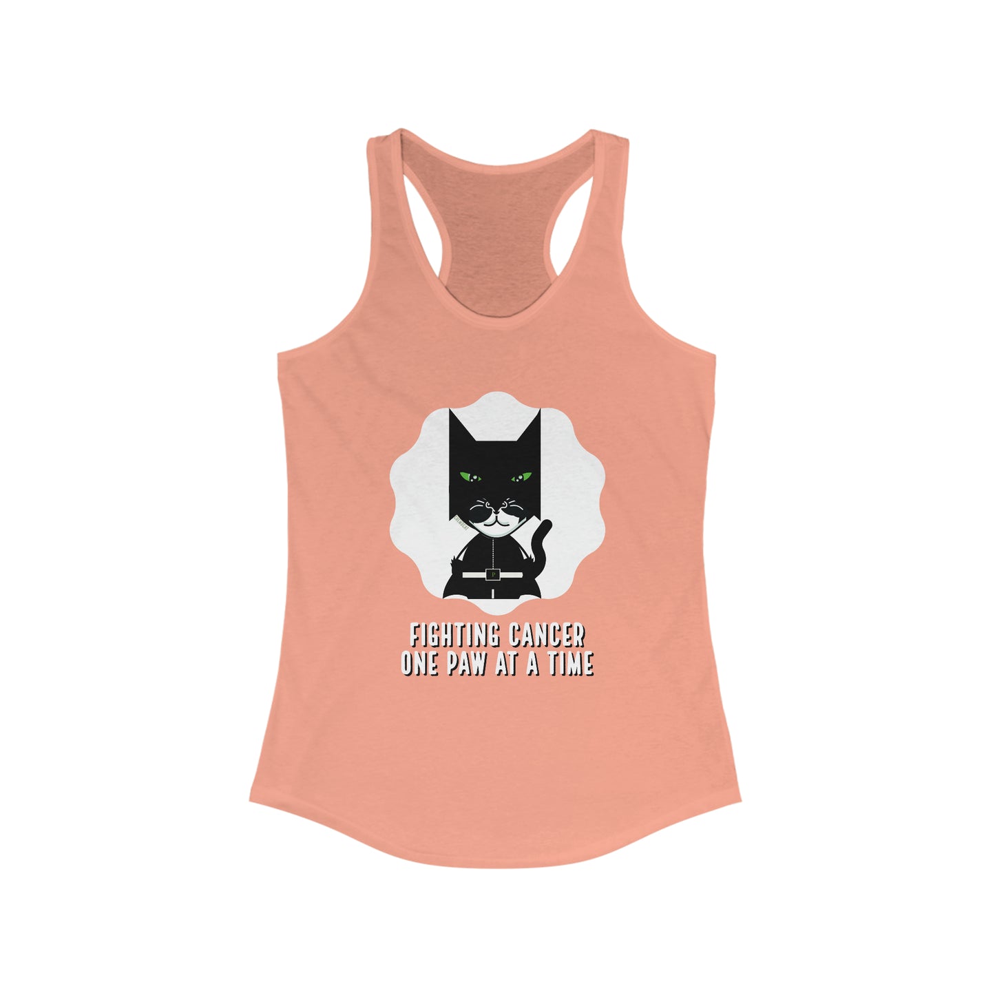 Chemo Cat Racer Tank: Fighting Cancer One Paw at a Time - Stylish Slim Fit for Empowered Women